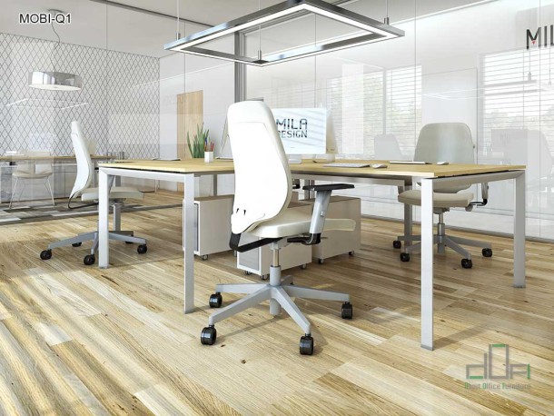 Birou operational MOBI-Q1 picioare metalice blat din PAL 1200x600mm #AboutOfficeFurniture