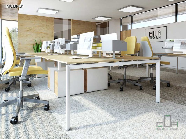 Birou operational MOBI-Q1 picioare metalice blat din PAL 1200x600mm #AboutOfficeFurniture
