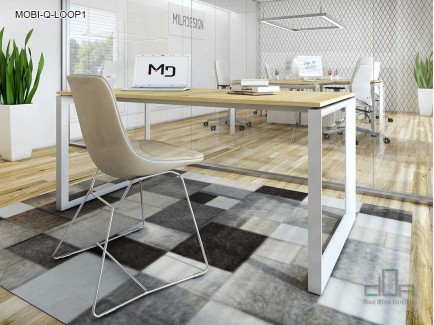 Birou operațional MOBI-Q-LOOP1 picioare metalice blat PAL 1200x600mm #AboutOfficeFurniture